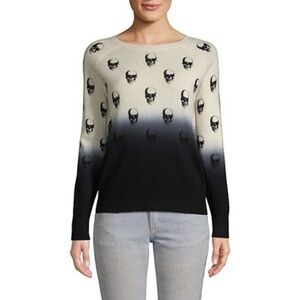 Skull Cashmere Dip Dye Ombre Skull‎ Print Sweater. Women’s size Small.